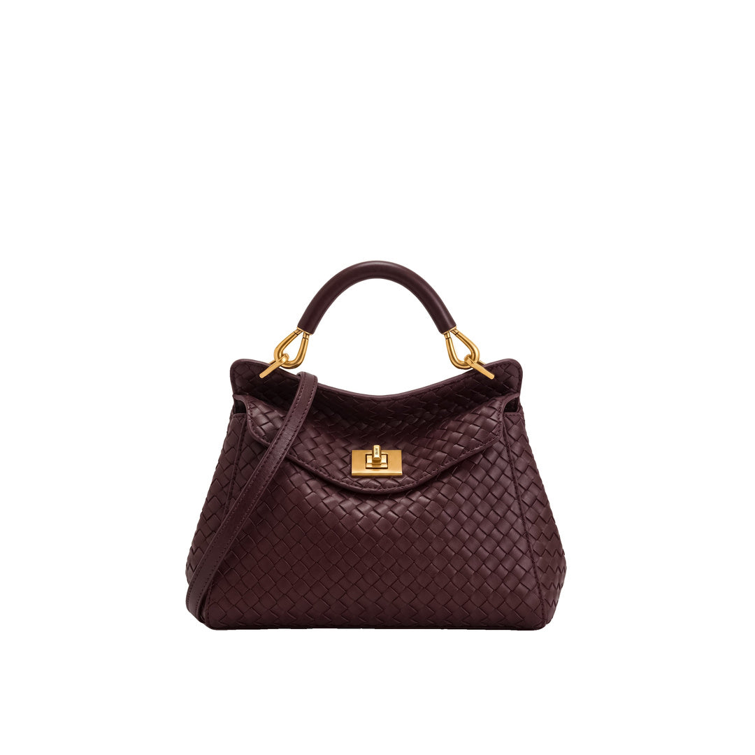 JW PEI Lucia Classic Woven Top Handle Bag - Dark Burgundy