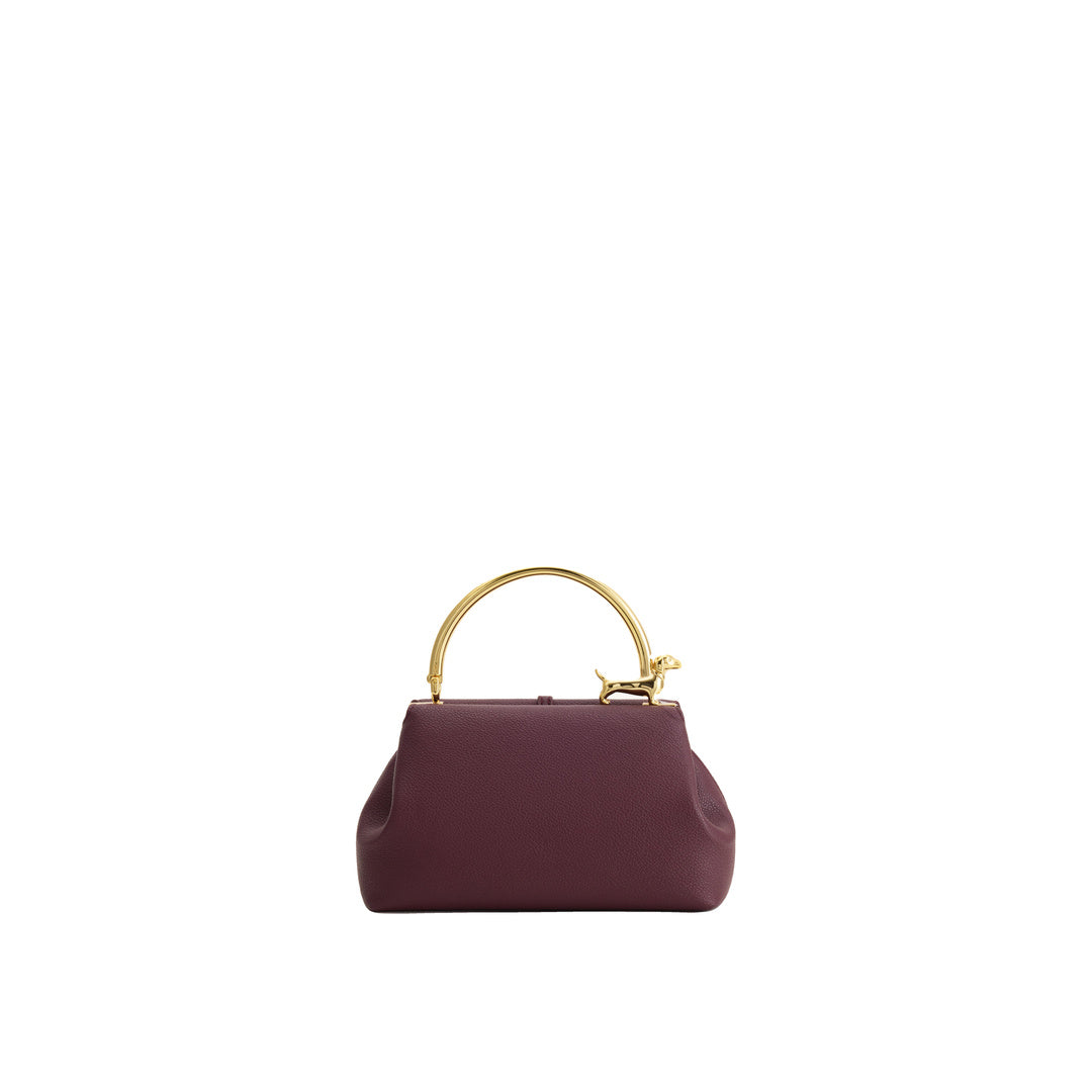 JW PEI Bruna Dachshund Metal Handle Top Handle Bag - Burgundy