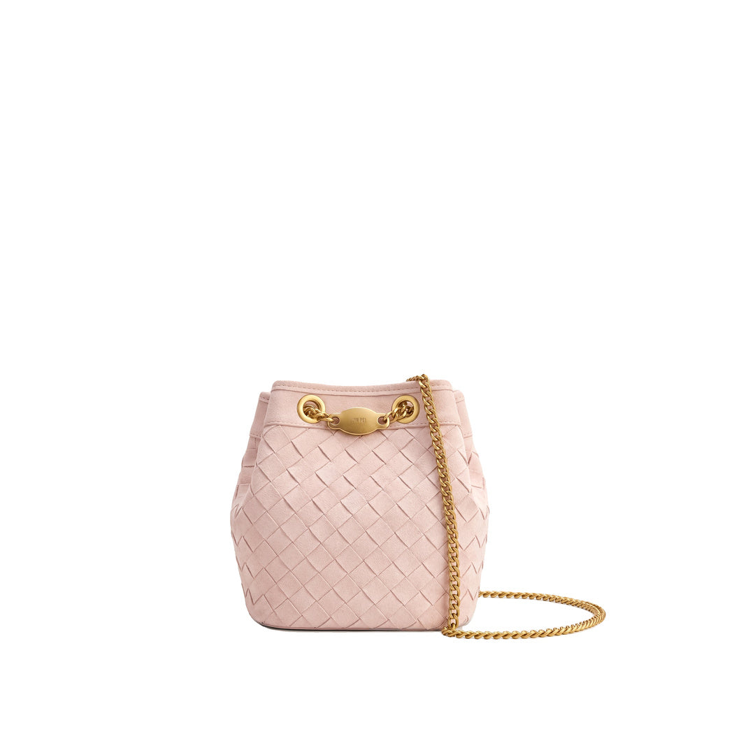JW PEI Yara Faux Suede Hand-Woven Bucket Bag - Pink