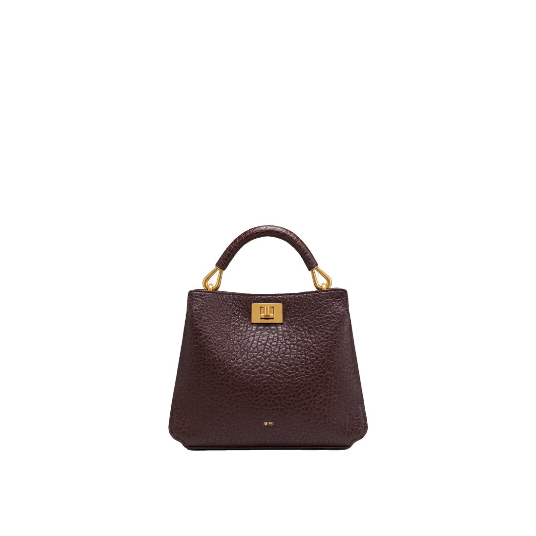 JW PEI Lucia Elephant-Effect Top Handle Bag - Dark Brown