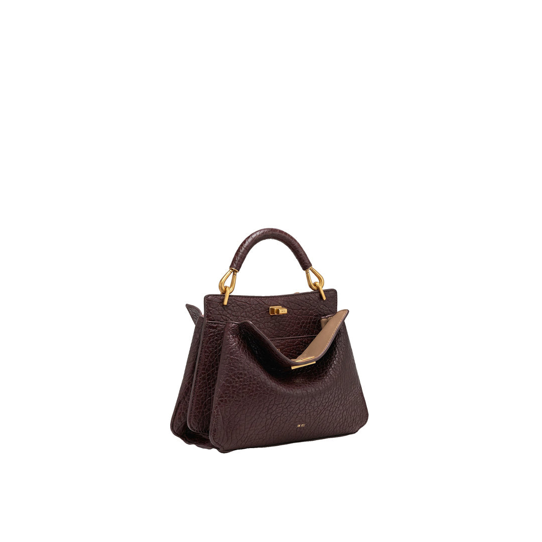 JW PEI Lucia Elephant-Effect Top Handle Bag - Dark Brown