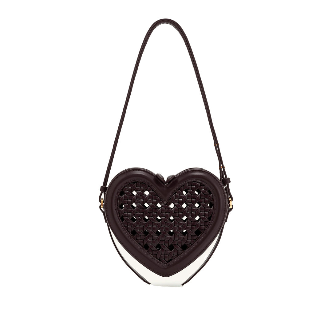JW PEI Arlene Openwork Woven Heart Shape Crossbody Bag - Vintage Red