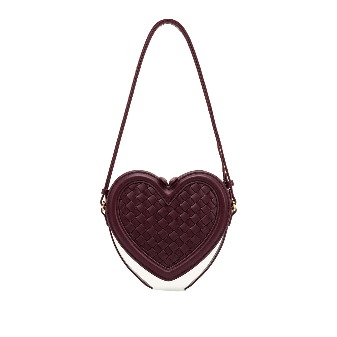 JW PEI Arlene Woven Heart Shape Crossbody Bag - Deep Burgundy