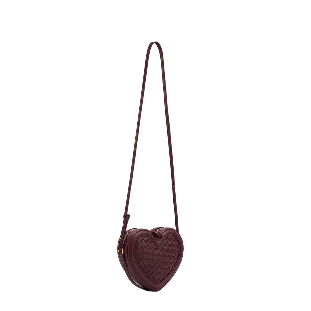 JW PEI Arlene Woven Heart Shape Crossbody Bag - Deep Burgundy