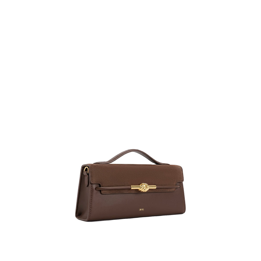JW PEI Lena Faux Suede Metal Rope Knot Top Handle Bag - Dark Brown