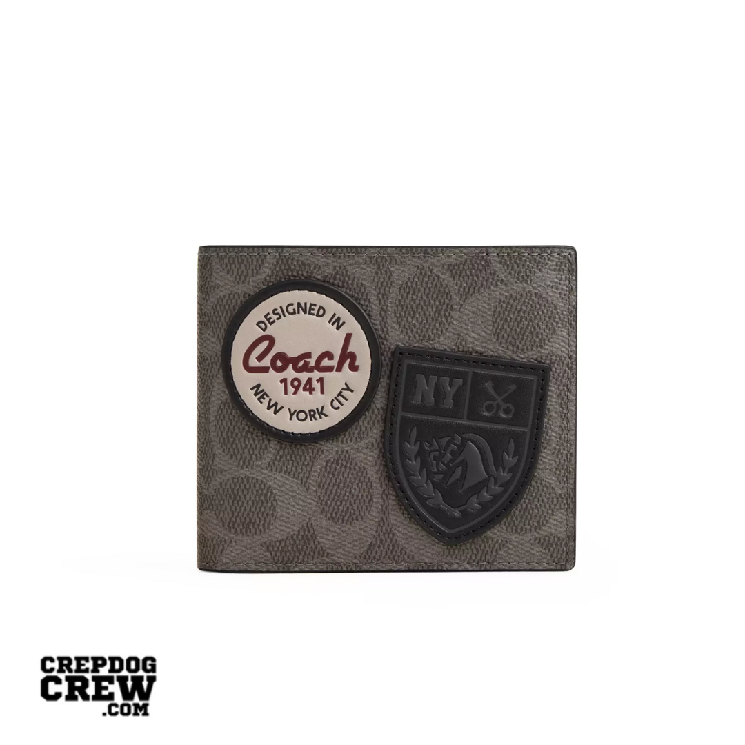 Coach 3-In-1 Wallet In Signature Canvas With Patches Grey Multi