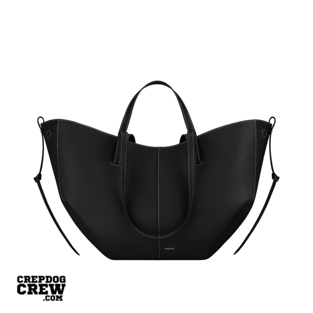 polene Cyme Edition Textured Black with Ecru Stitching