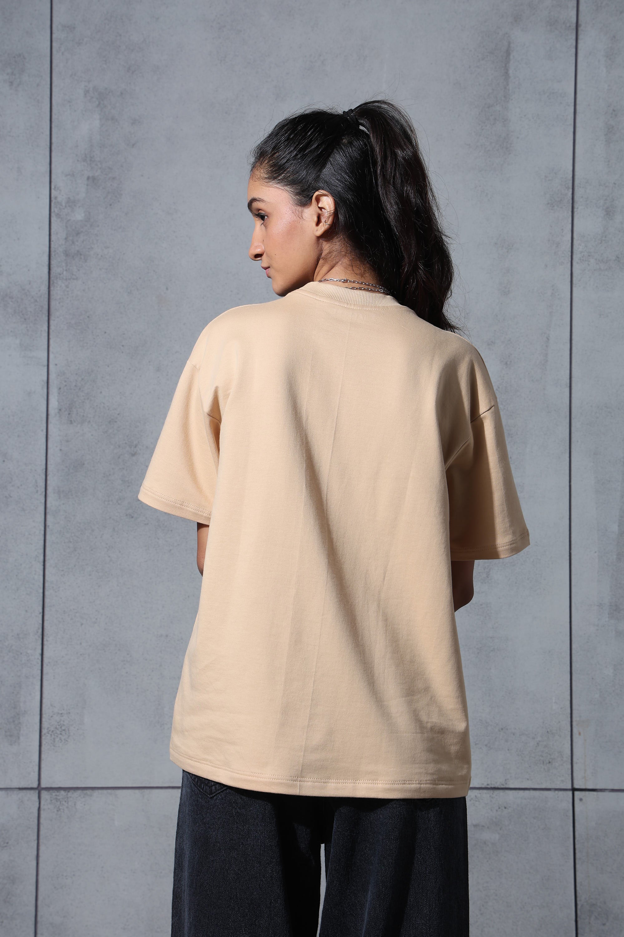 Basic Beige Solid Tshirt