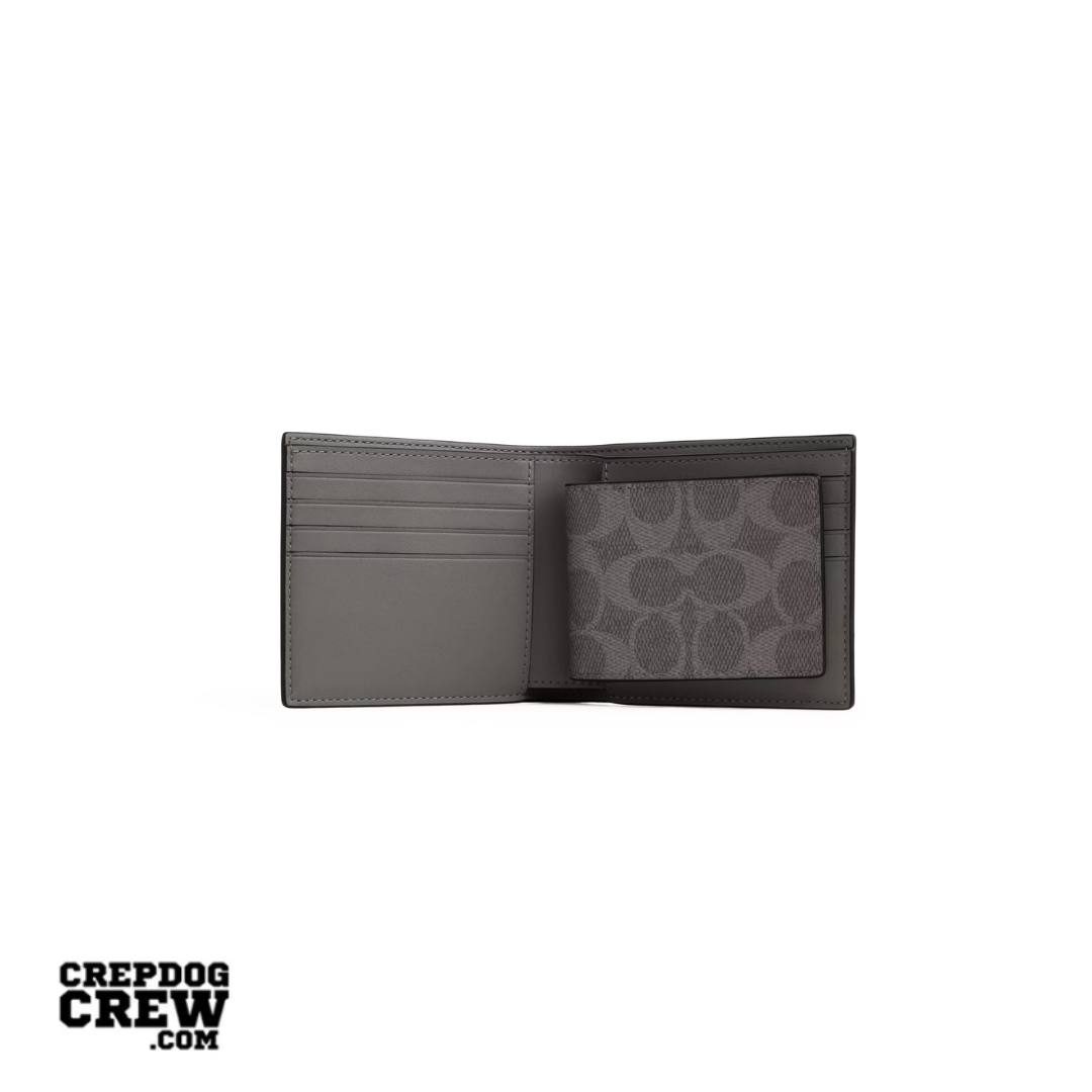 Coach 3-In-1 Wallet In Signature Canvas With Patches Grey Multi