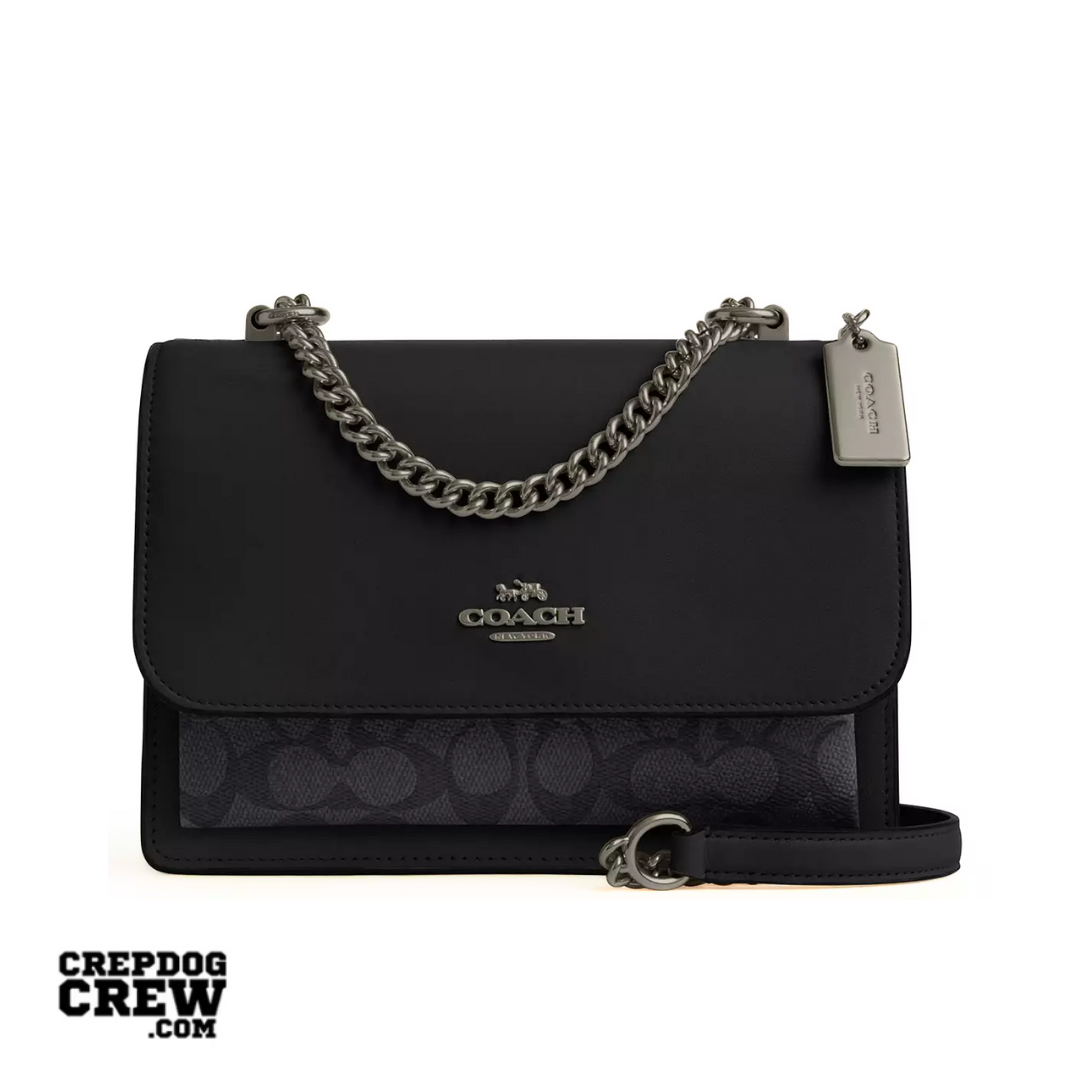 COACH Klare Crossbody Bag In Signature Canvas Gunmetal Charcoal Black