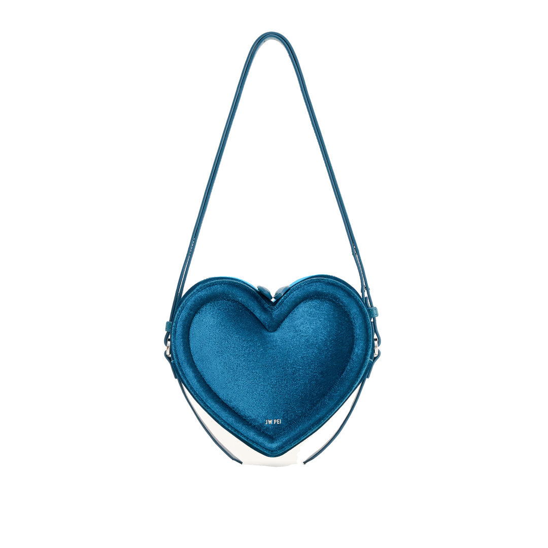 JW PEI Arlene Velvet Heart Shaped Bag - Blue