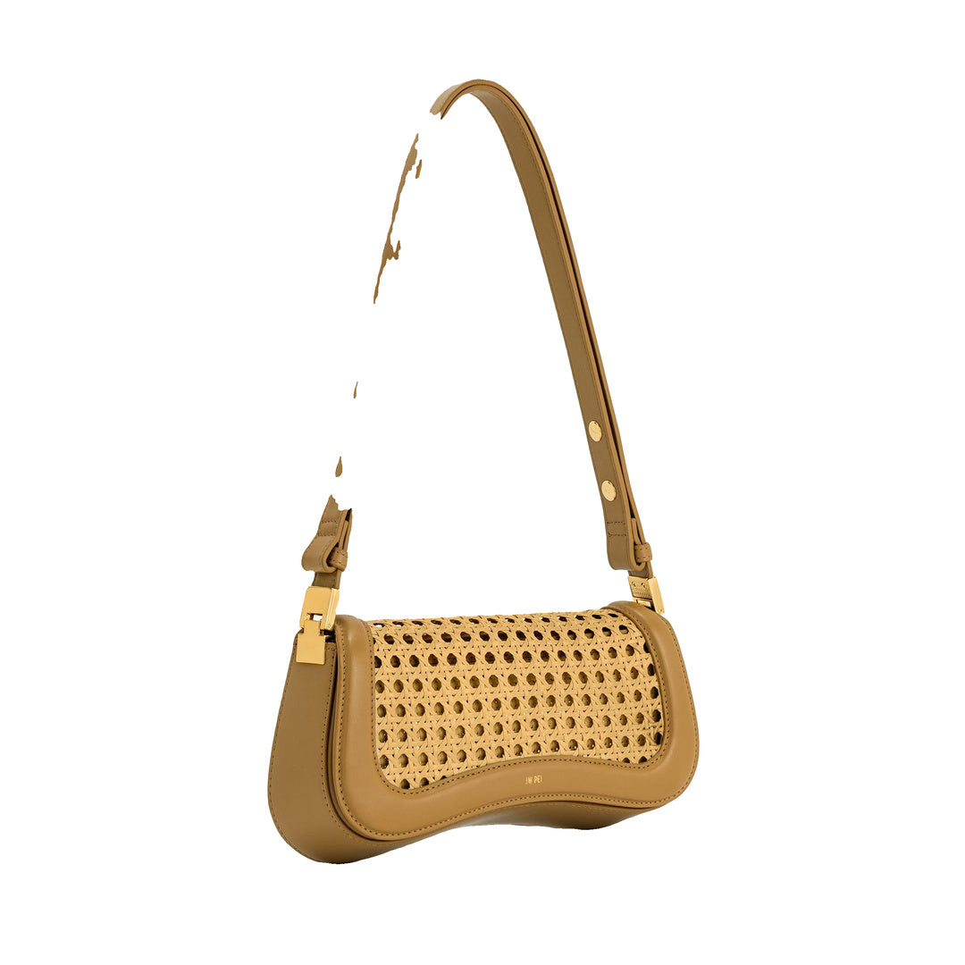 JW PEI Joy Faux Bamboo Woven Shoulder Bag - Brown