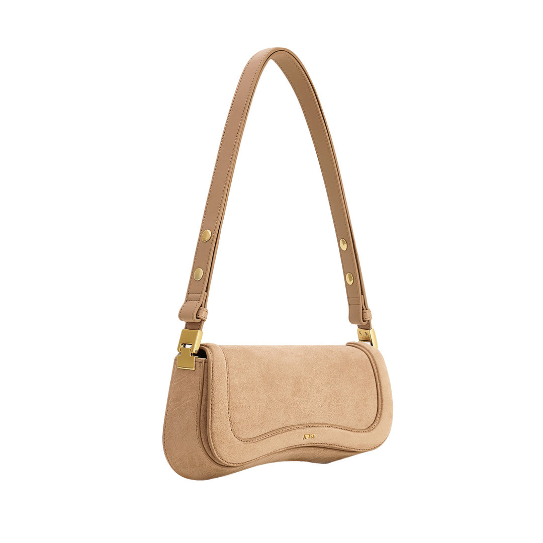 JW PEI Joy Croc-Embossed Faux Suede Shoulder Bag - Beige