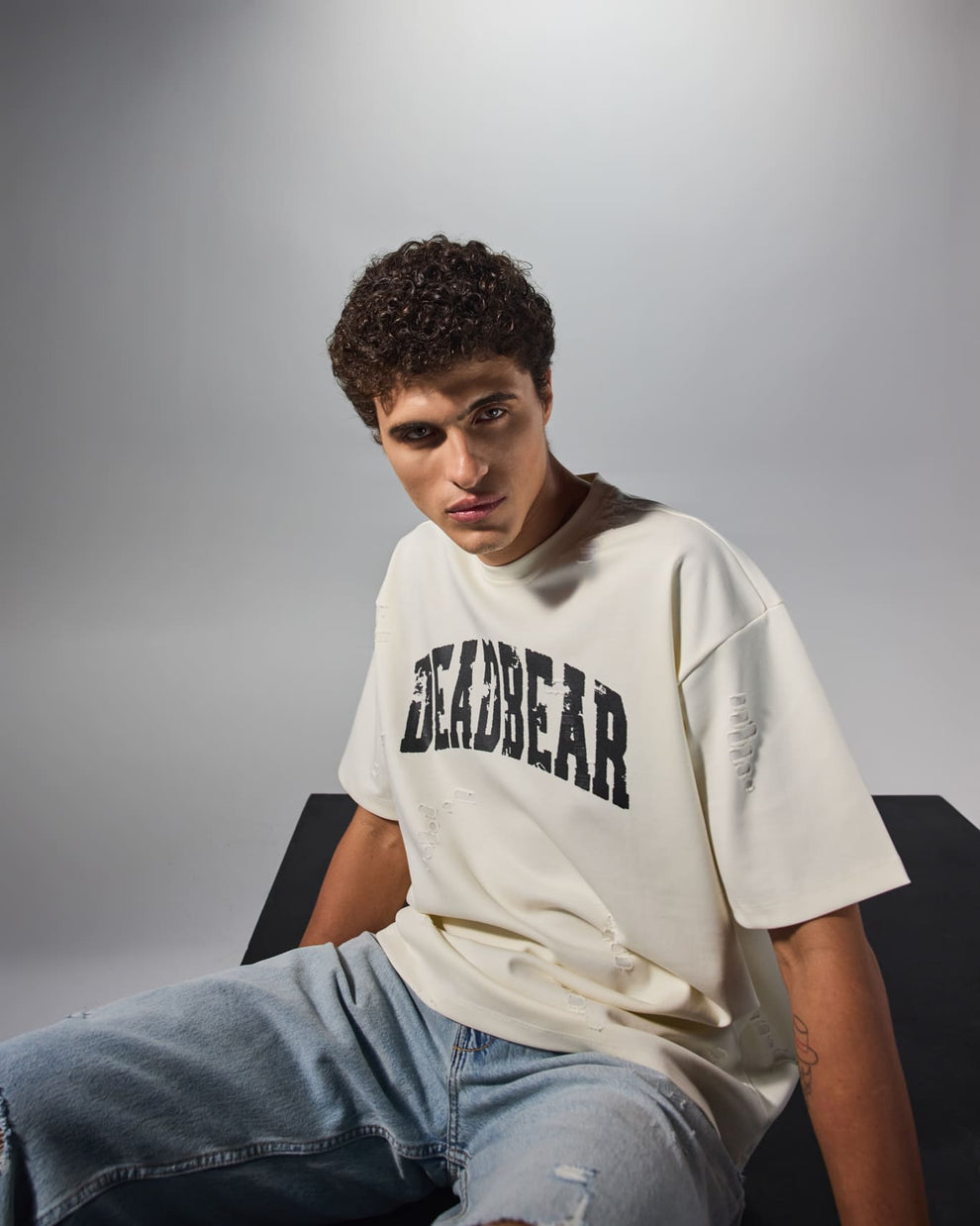 Distressed Cream White Tee