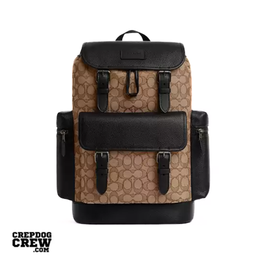 Coach Sprint Backpack In Signature Jacquard Gunmetal Tan Black