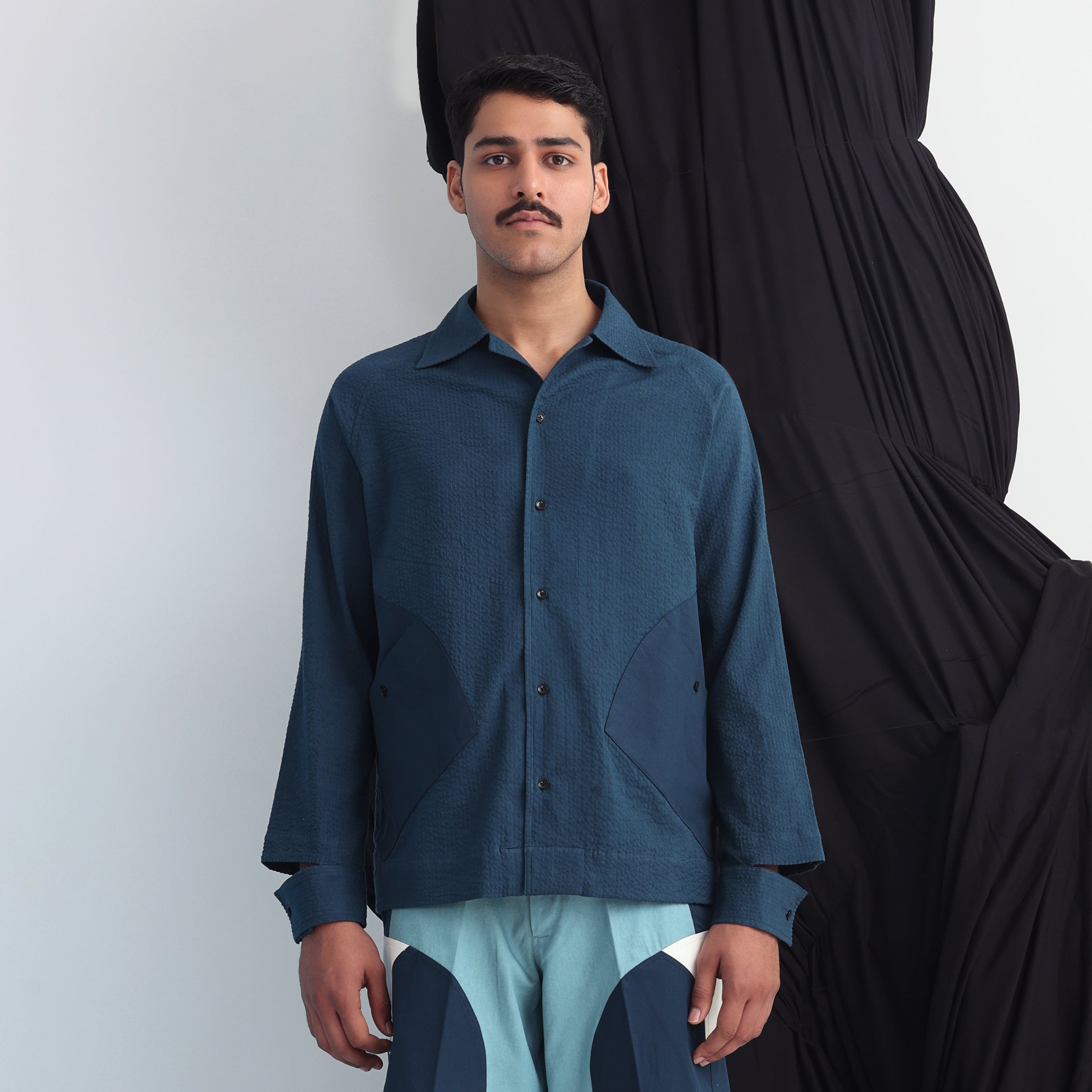 Regiment Seersucker Shirt- Teal