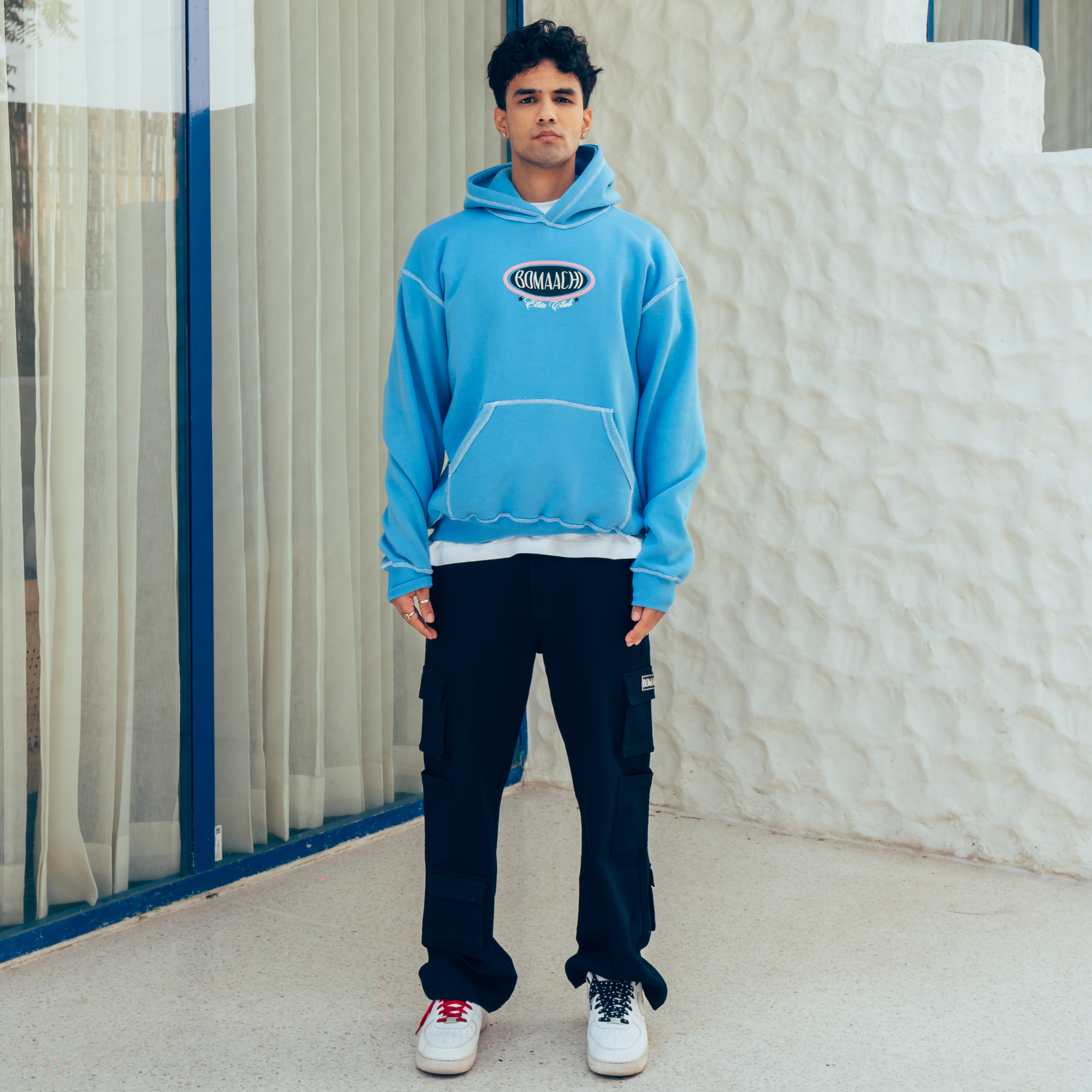 Elite Club Stitched Line Blue Hoodie