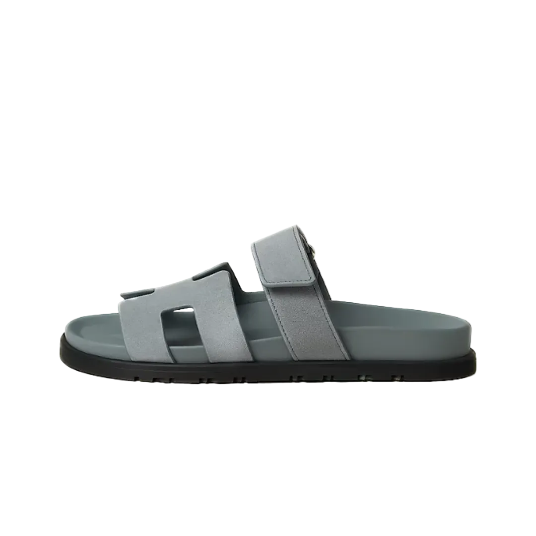 HERMES CHYPRE SUEDE SANDALS BLUE