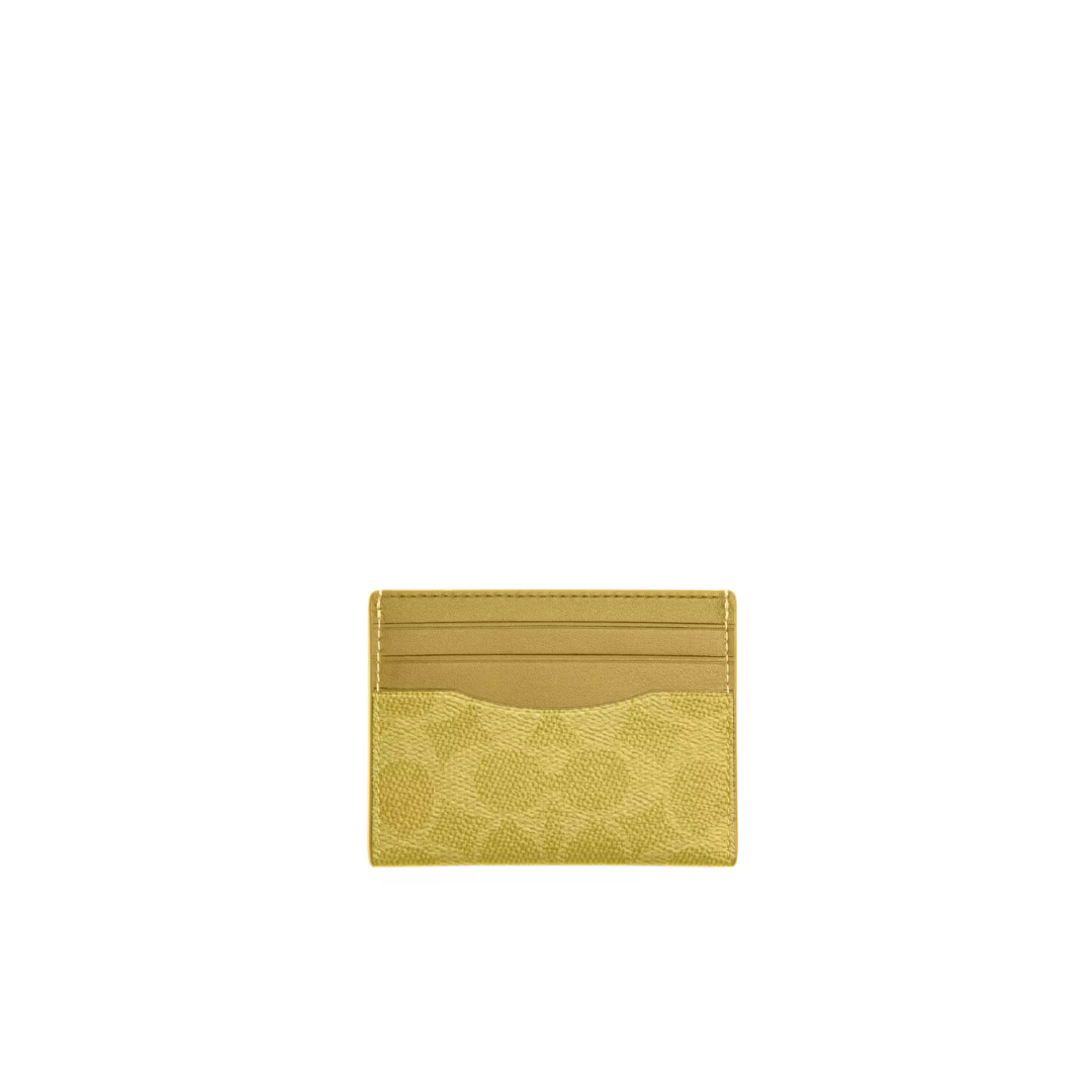 COACH Slim Id Card Case signature canvas Light Citron