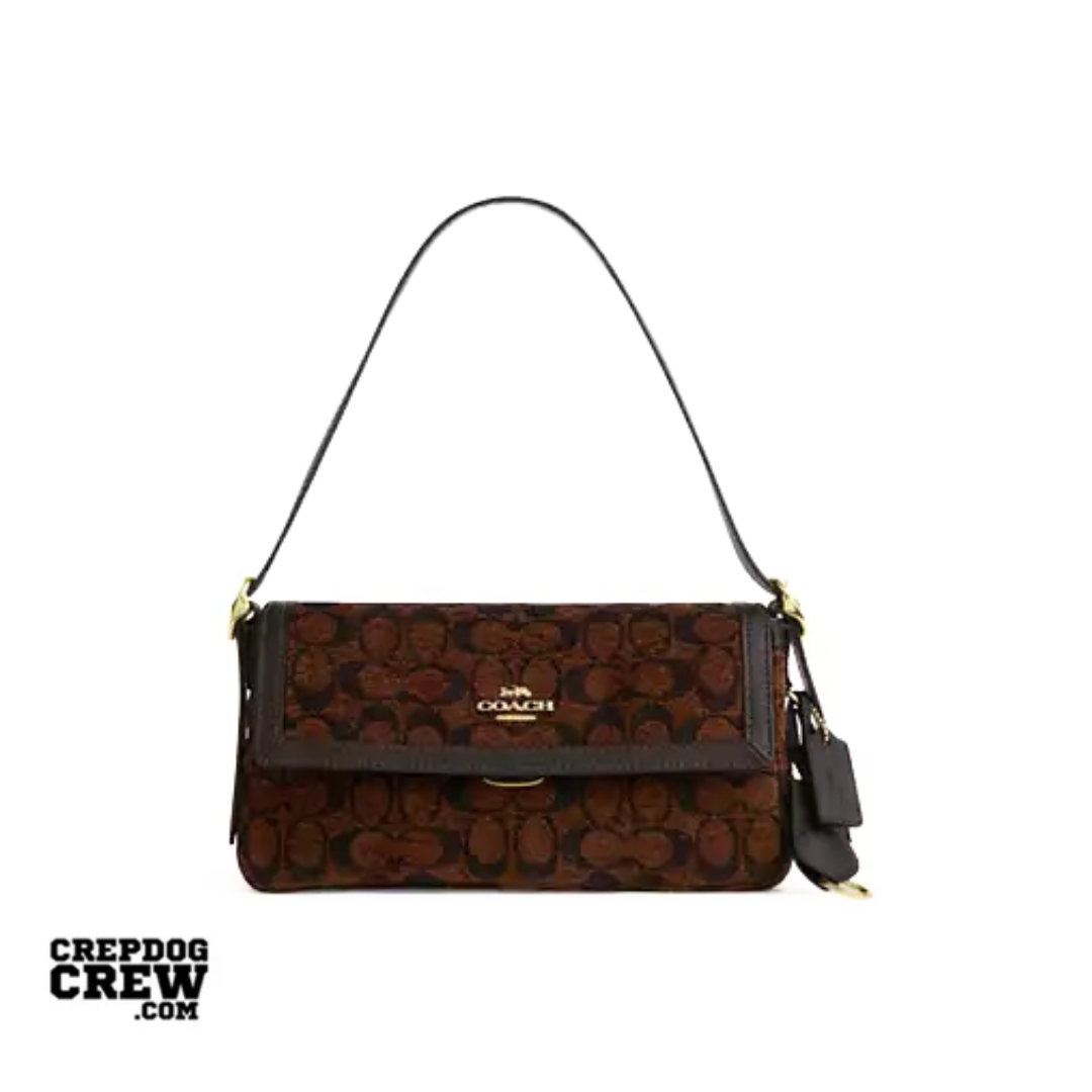Coach Etta Small Flap Shoulder Bag In Signature Chenille Gold Truffle