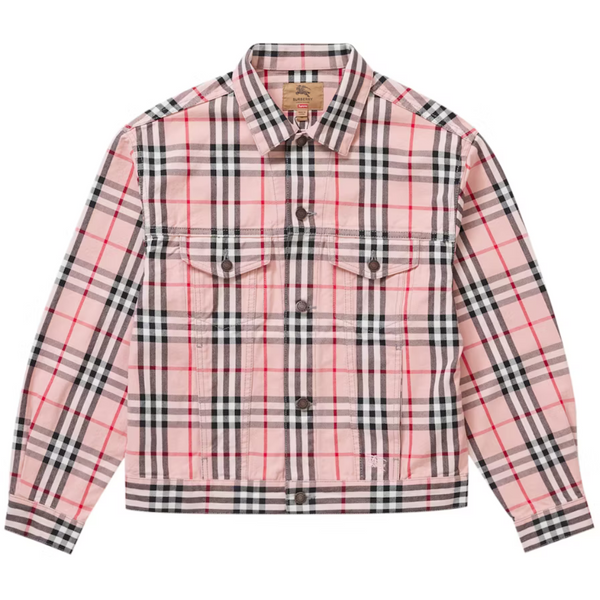 Supreme Burberry Denim Trucker Jacket Pink