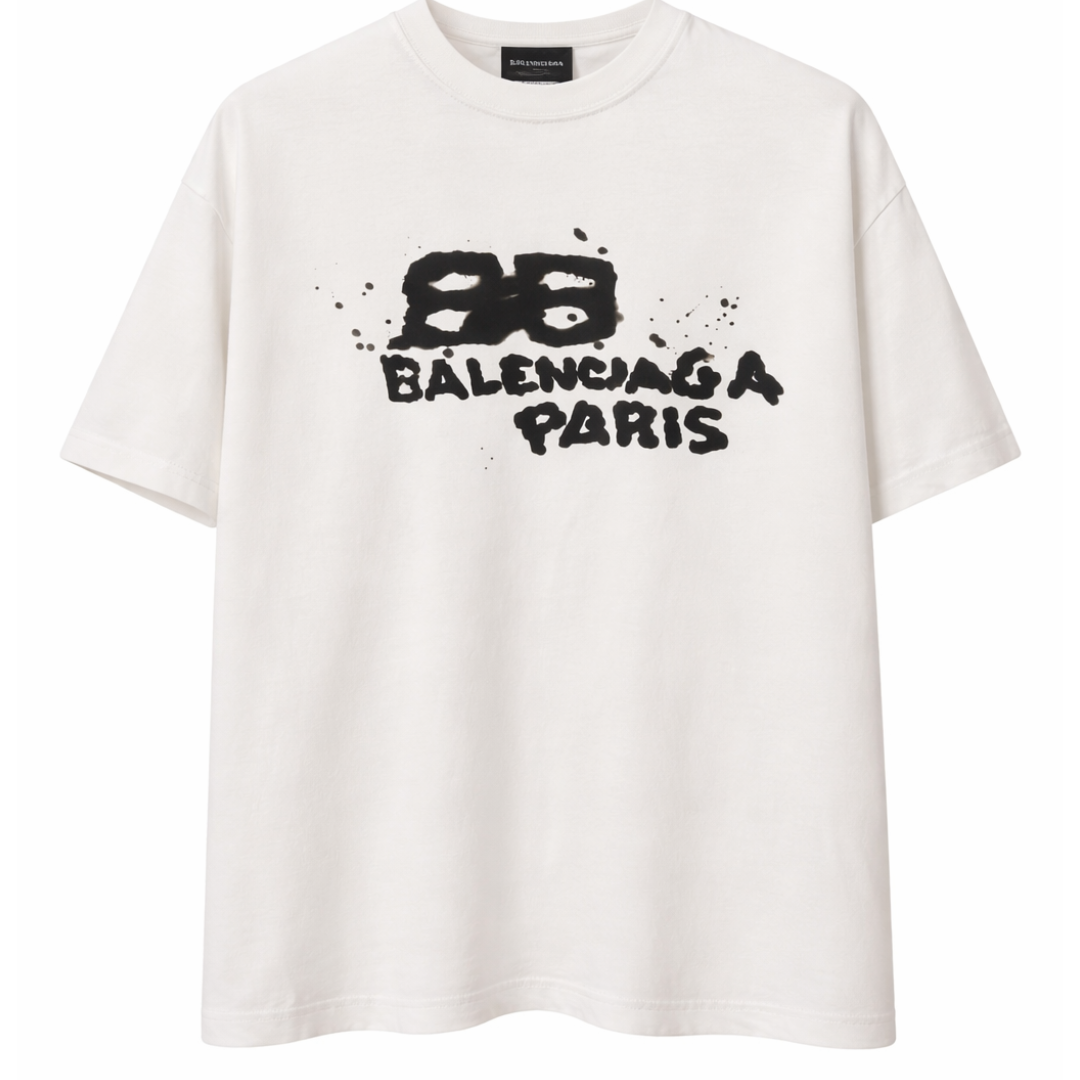 BALENCIAGA HAND DRAWN BB ICON TEE WHITE
