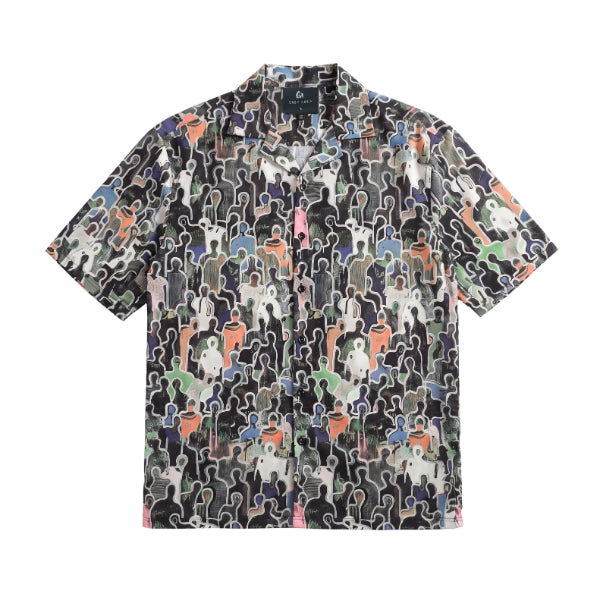 CHARCOAL SILHOUETTES CUBAN COLLAR SHIRT
