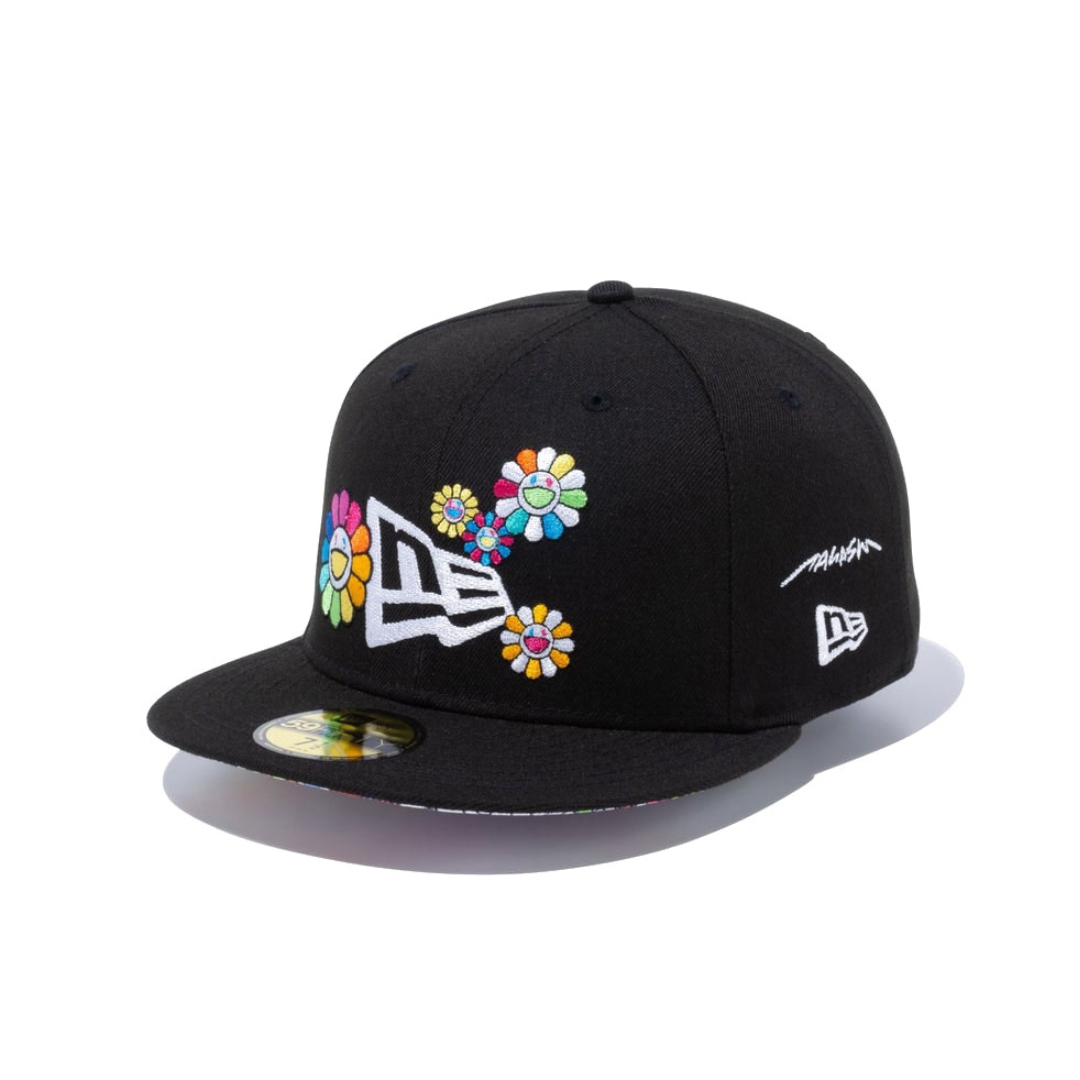 New Era x Takashi Murakami Flower Flag 59Fifty Fitted Hat Black Rainbow