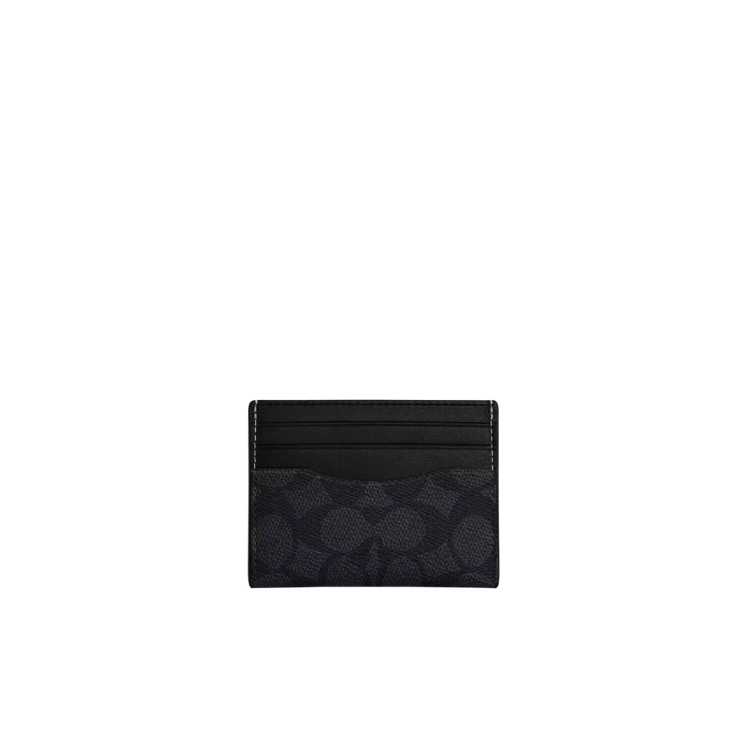 COACH Slim Id Card Case signature canvas Charcoal Black