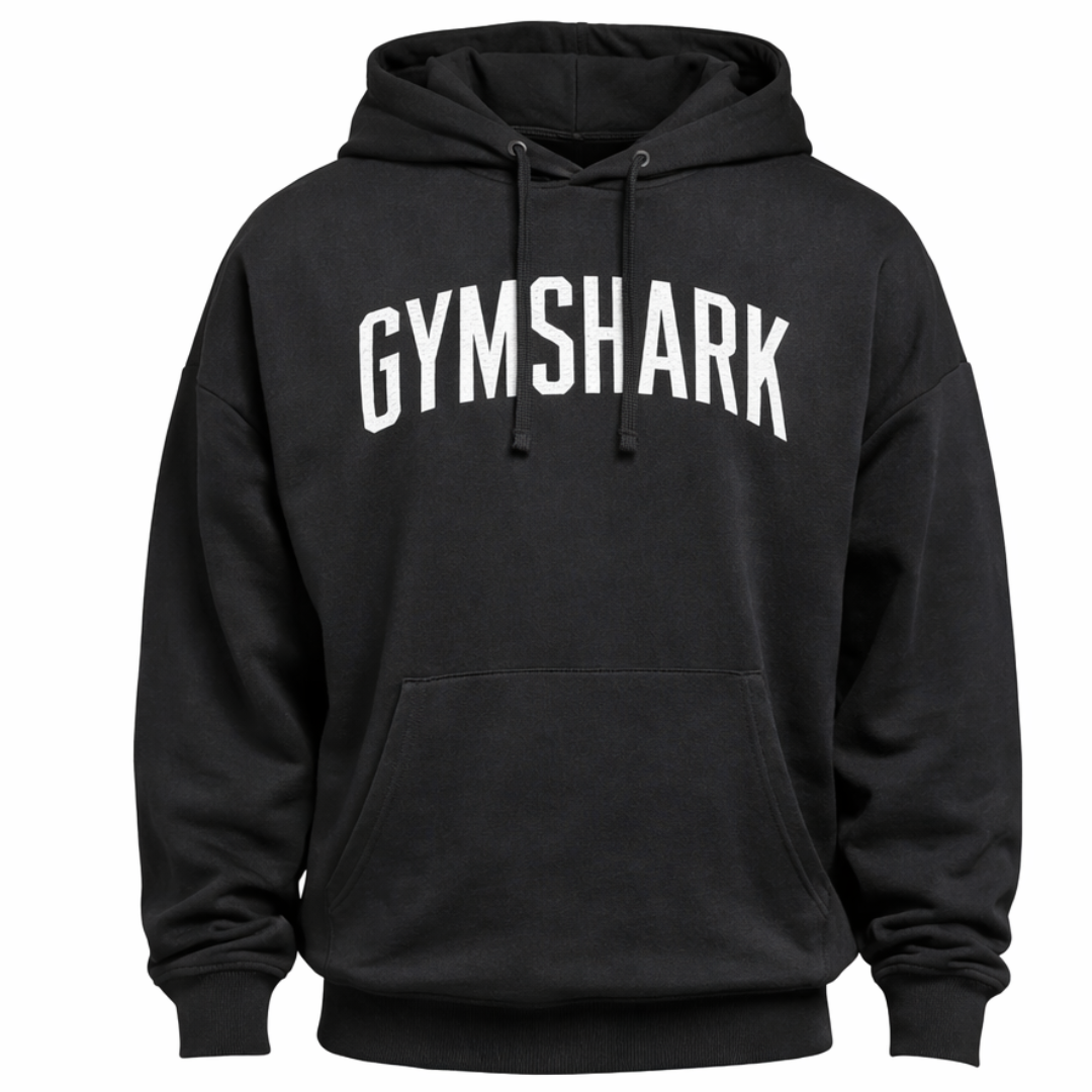 GYMSHARK WORN GRAPHIC HOODIE OVERSIZED FIT BLACK