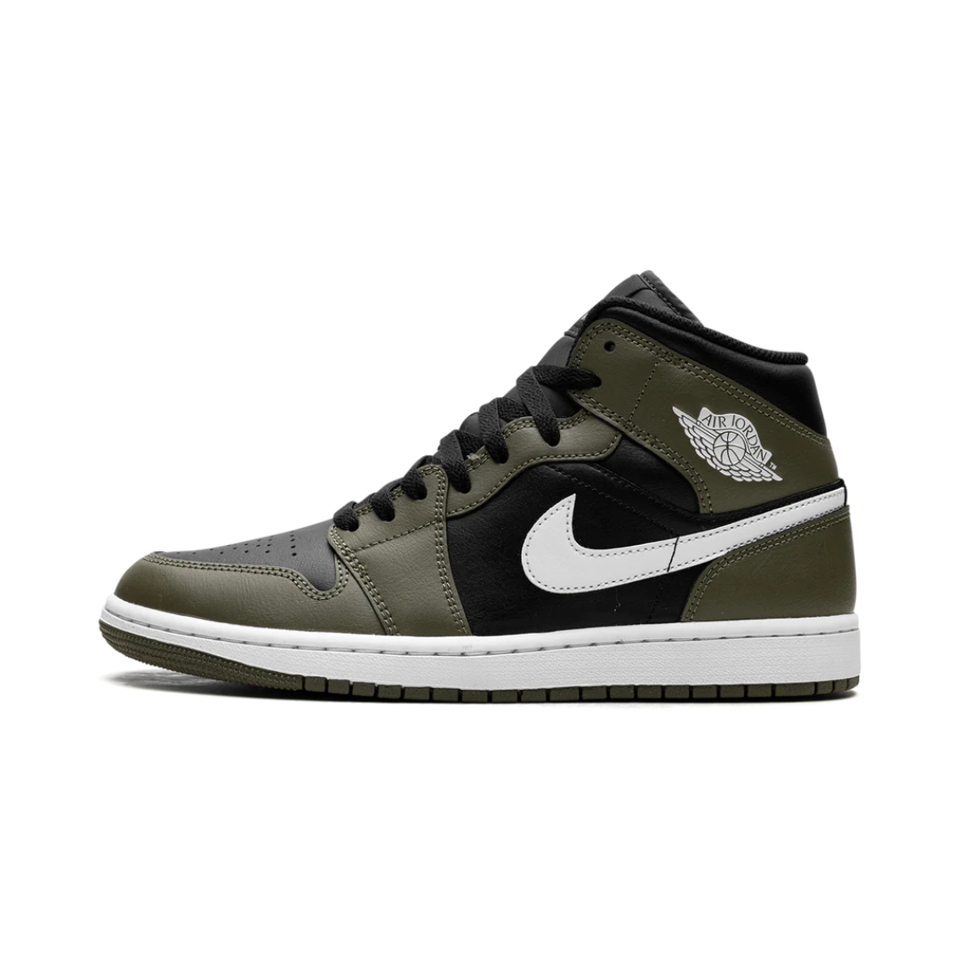 Jordan 1 Mid Black White Olive