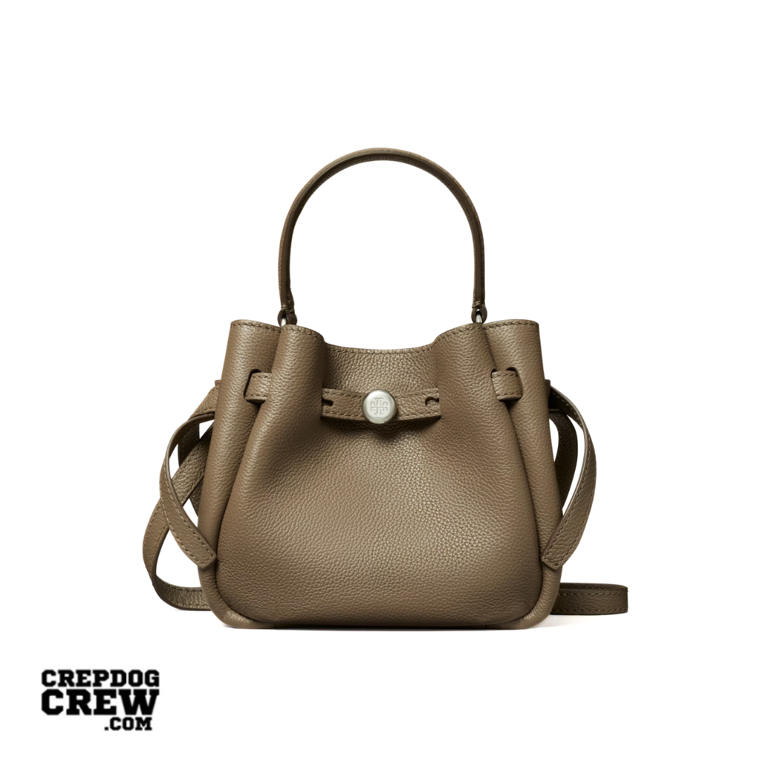 TORY BURCH MINI ROMY BUCKET BAG wild mushroom