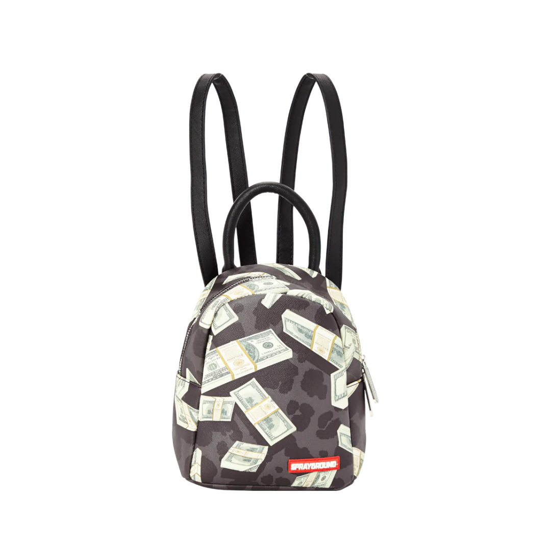 Sprayground money on black leopard print mini black