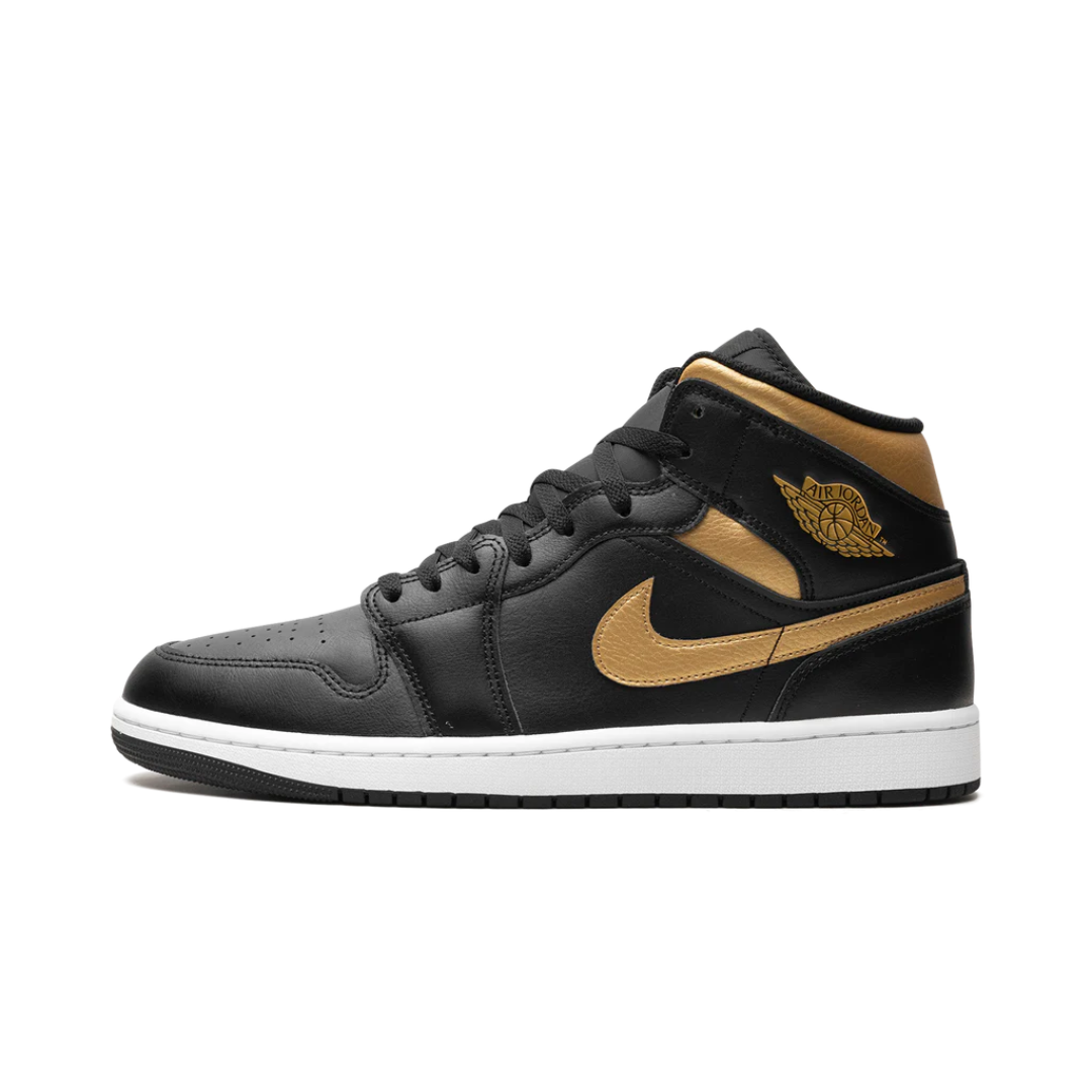 Jordan 1 Mid Black Metallic Gold