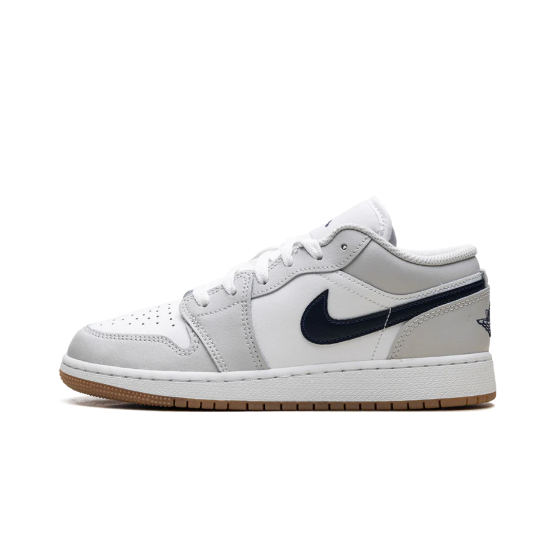 Jordan 1 Low White Neutral Grey Gum Midnight Navy (GS)
