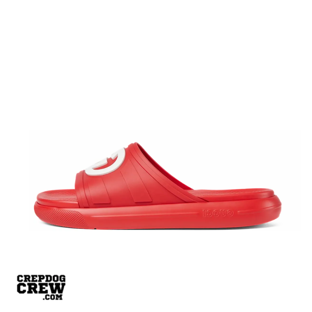 GUCCI INTERLOCKING G POOL SLIDES RED