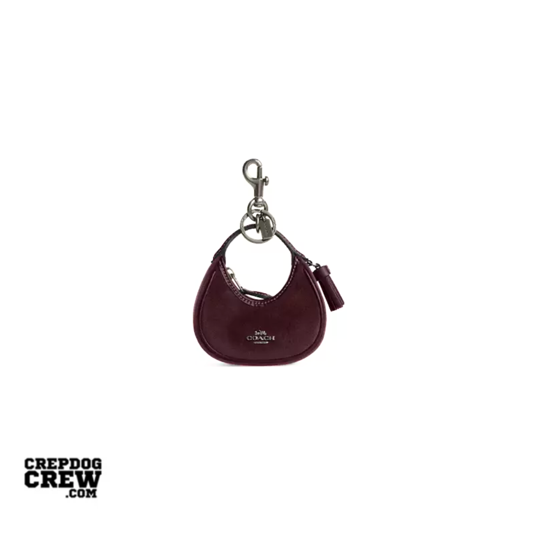 Coach Carmen Bag Charm Velvet Gunmetal Burgundy