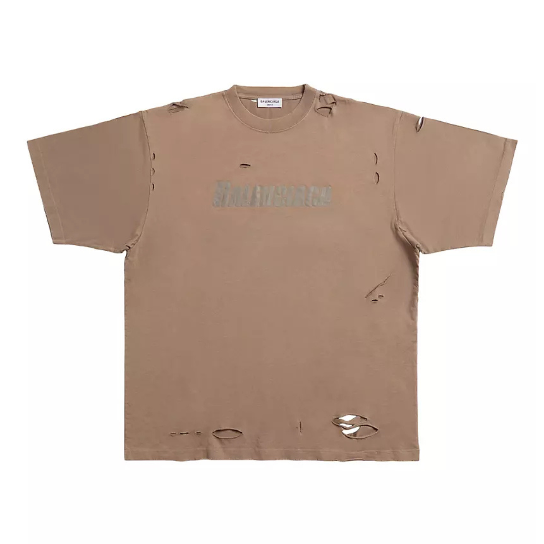 Balenciaga Destroyed T-shirt Brown