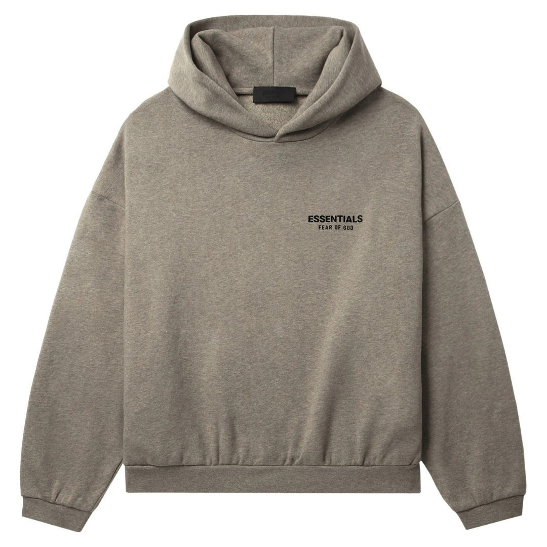 Fear of God ESSENTIALS HOODIE FLEECE LOGO PRINT HEATHER GREY