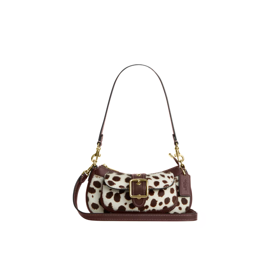 Coach Ashton Mini Shoulder Bag In Haircalf Dark Brown Chalk