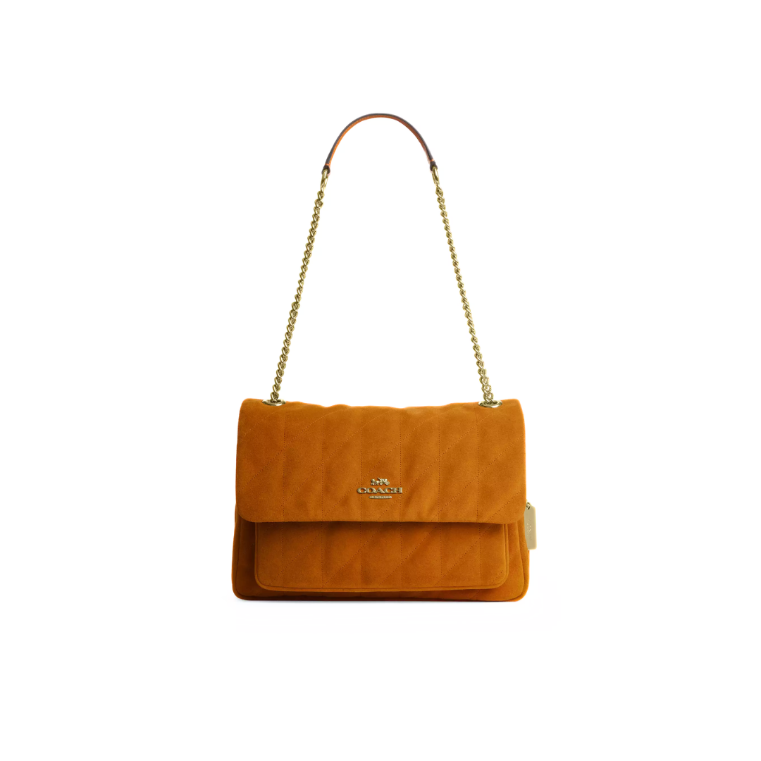 Coach Elodie Crossbody Bag With Quilting suede Gold Marigold