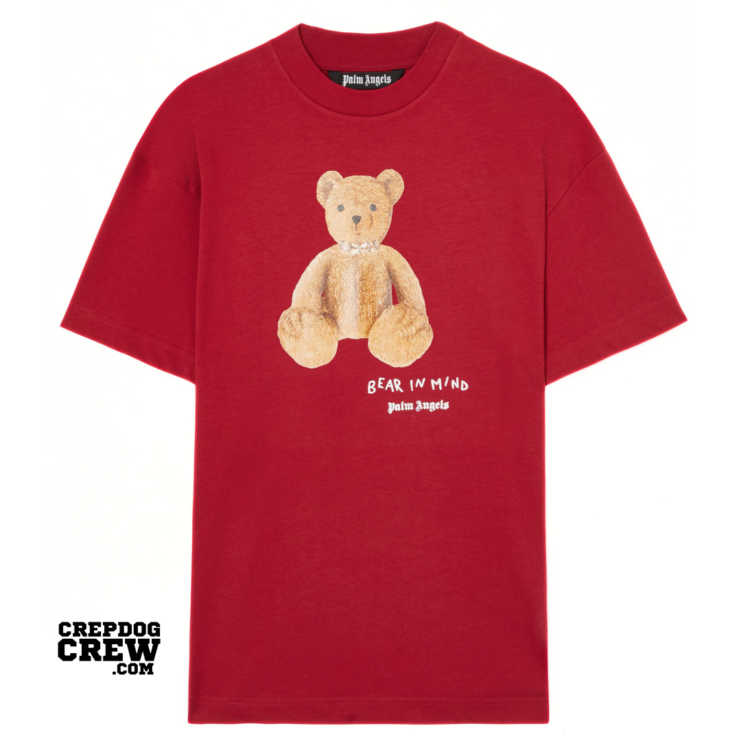 PALM ANGELS BEAR IN MIND REG TEE RED BROWN
