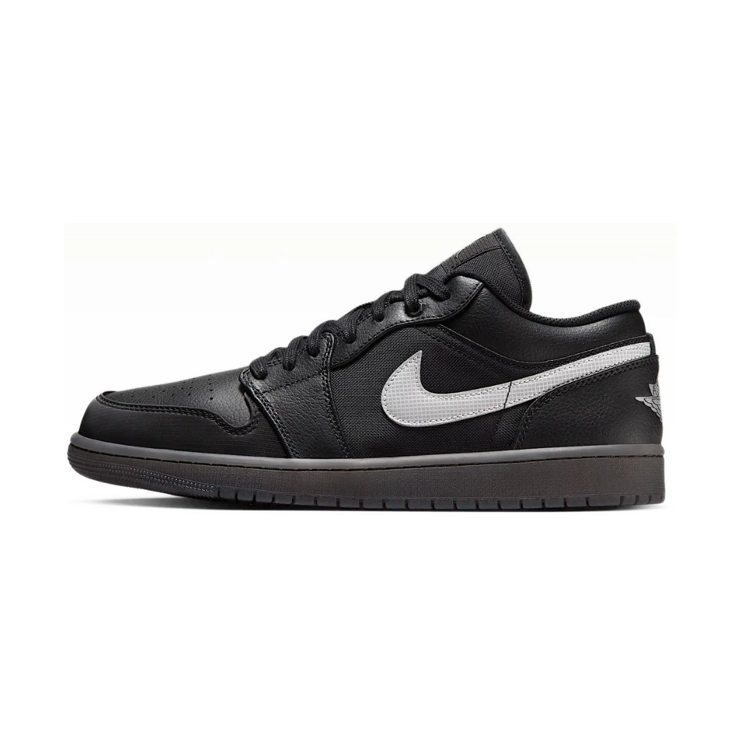 Jordan 1 Low Black White Dark Smoke Grey (REFLECTIVE SWOOSH)