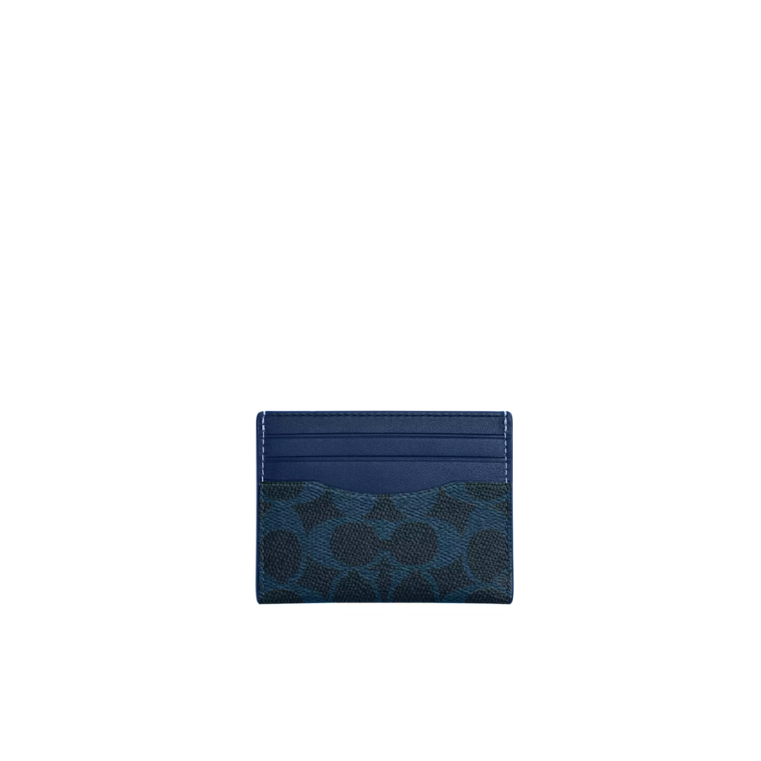 COACH Slim Id Card Case signature canvas Ink Blue