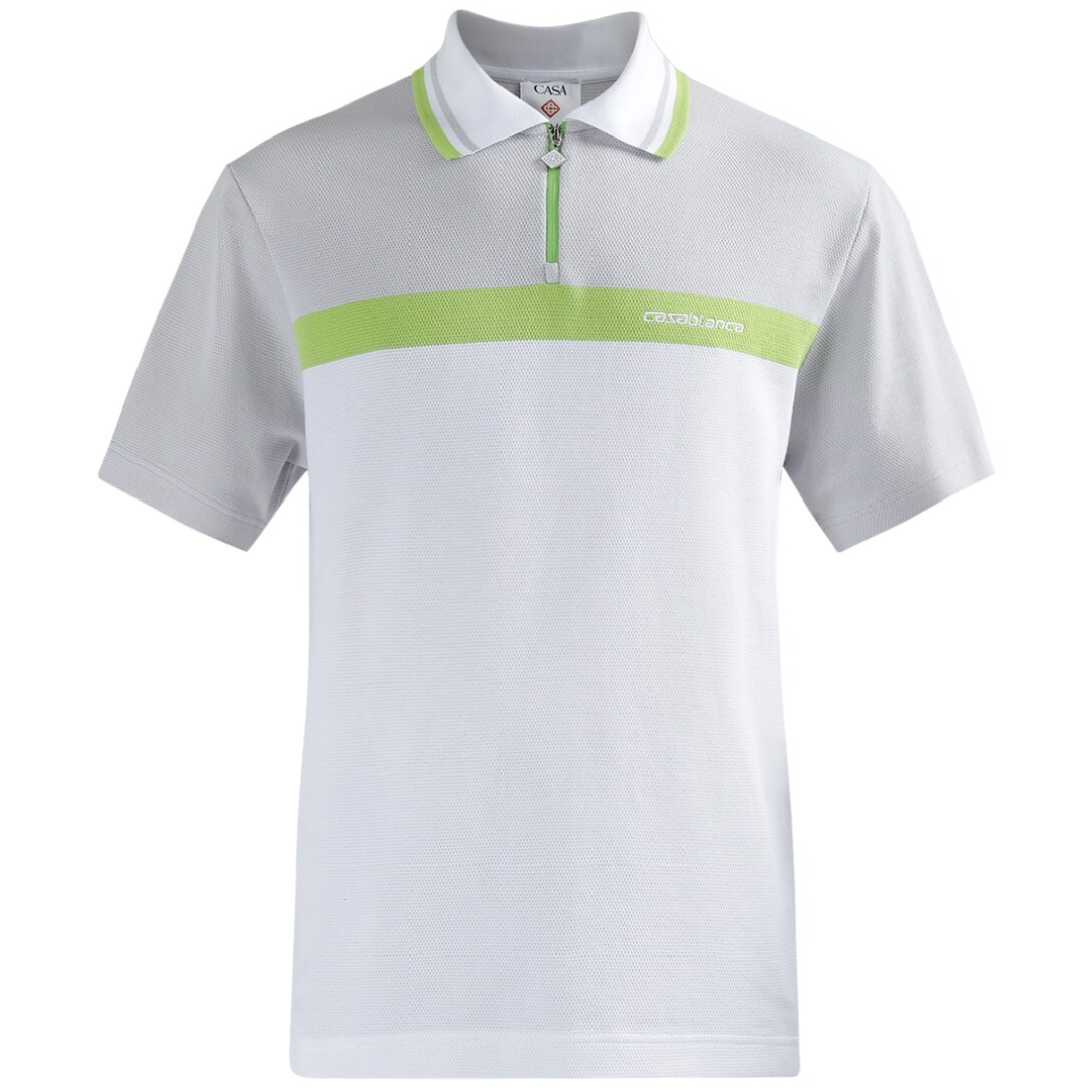 CASABLANCA SHORT SLEEVE POLO T-SHIRT WHITE GREEN