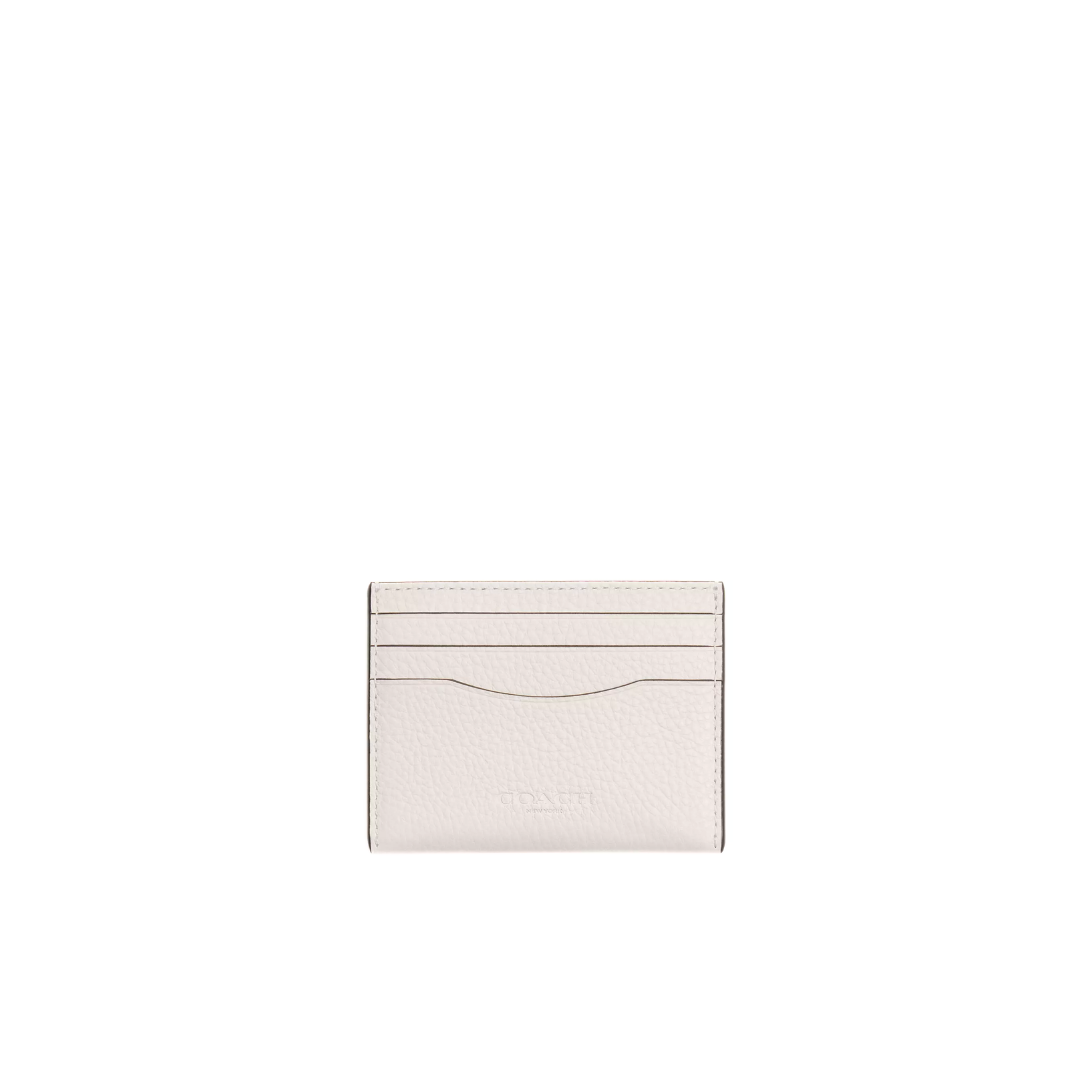 COACH Slim Id Card Case pebbled leather Chalk