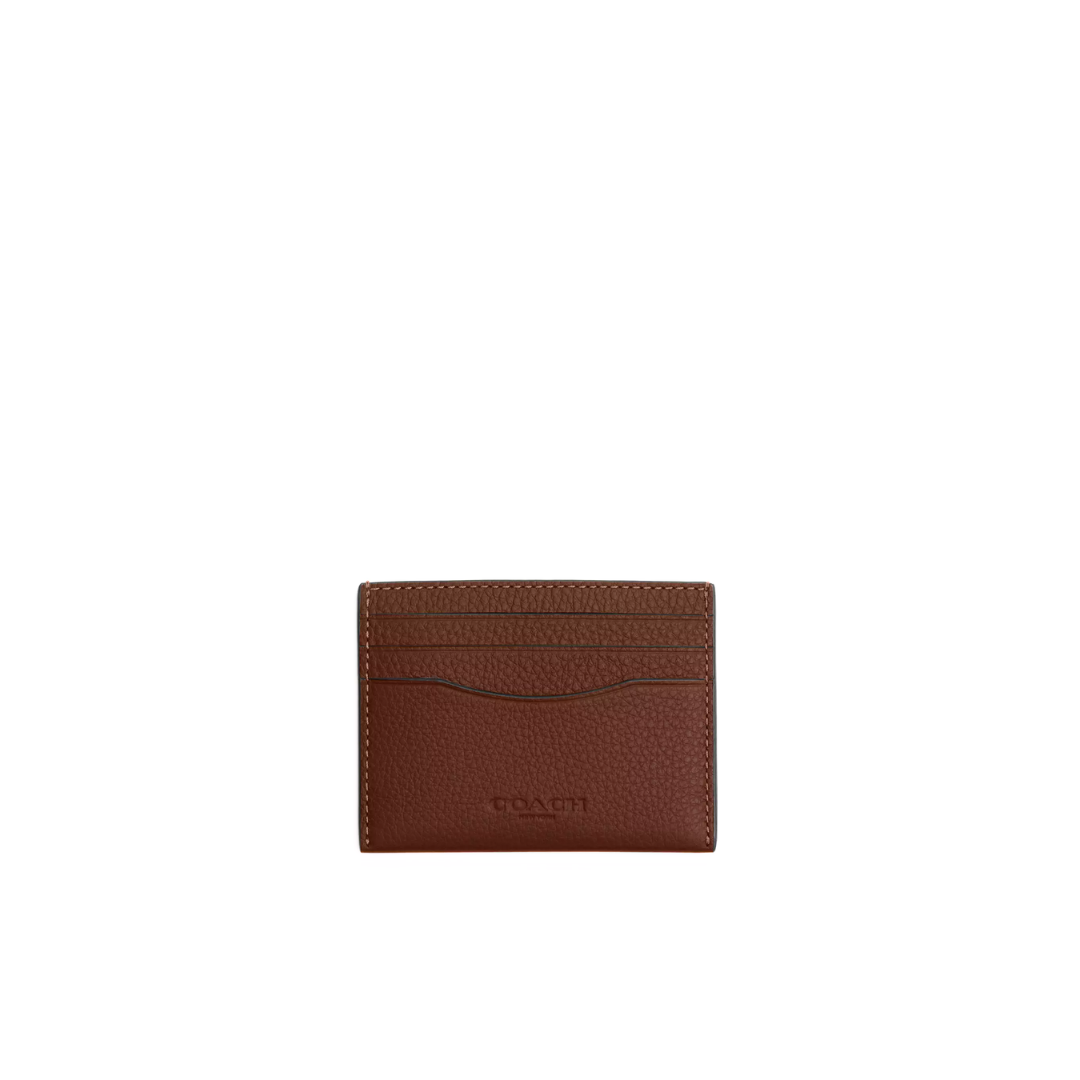 COACH Slim Id Card Case pebbled leather Saddle
