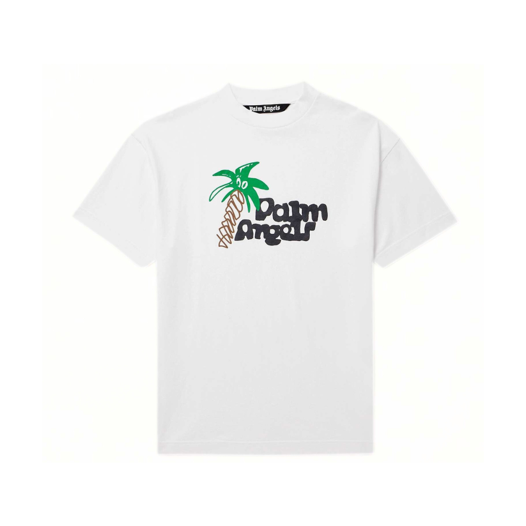 Palm Angels Sketchy Palm Tree Design Oversized Fit White T-Shirt main image 0