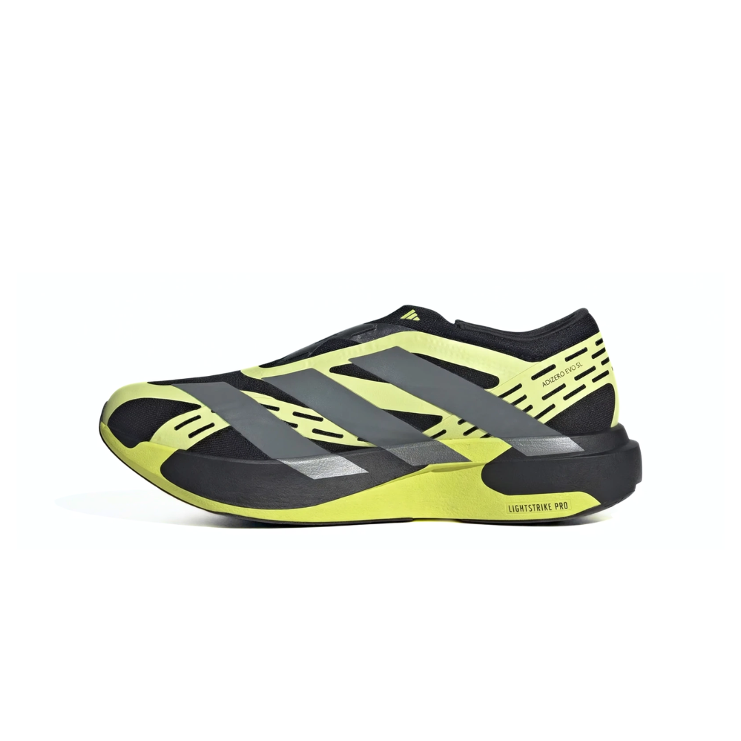 adidas Adizero Evo SL Laceless Core Black Iron Metallic Frozen Lemon