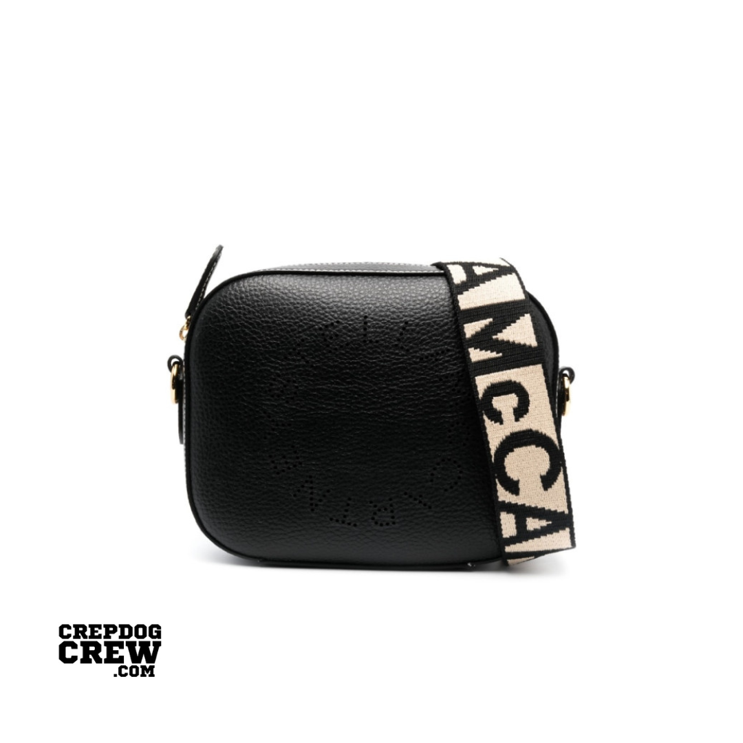 STELLA MCCARTNEY EMBOSSED GRAINY SMALL CAMERA BAG BLACK